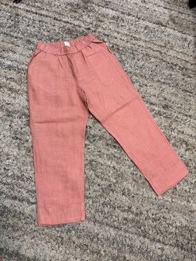 Sigrid Olsen women’s 100% linen Elastic-Waist Pants in Dusty Coral sz S